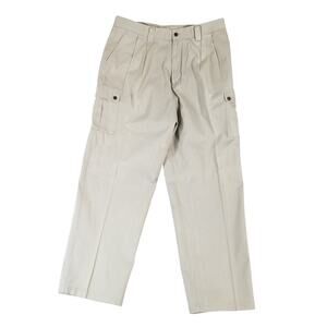 Caribbean Joe Cargo Pants Mens 38 Khaki Beige Pleated Pockets Outdoor Casual